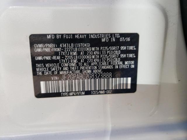Photo 10 from auction – 2016 SUBARU CROSSTREK with VIN JF2GPABC2G8323888