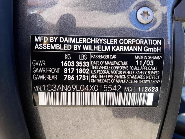 Photo 10 from auction – 2004 CHRYSLER CROSSFIRE with VIN 1C3AN69L04X015542