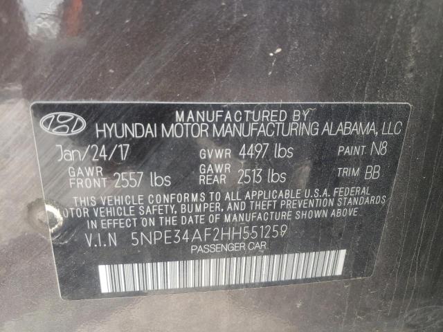 Photo 10 from auction – 2017 HYUNDAI SONATA SPO with VIN 5NPE34AF2HH551259