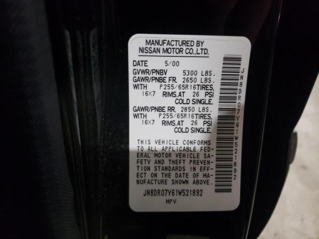 Photo 10 from auction – 2001 NISSAN PATHFINDER with VIN JN8DR07Y61W521892