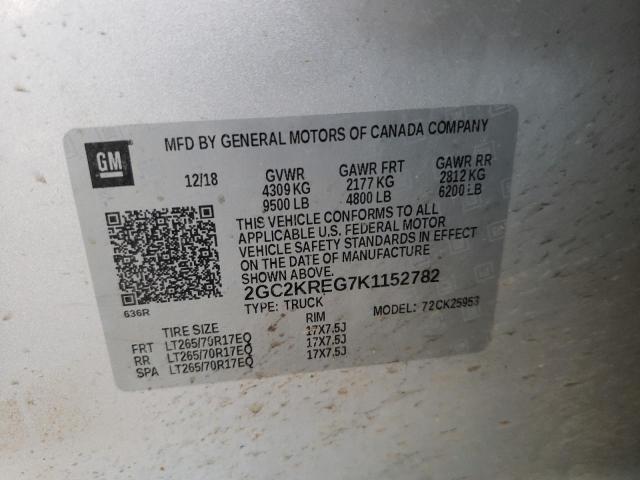 Photo 10 from auction – 2019 CHEVROLET SILVERADO with VIN 2GC2KREG7K1152782