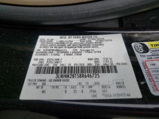 Photo 10 from auction – 2008 LINCOLN MKZ with VIN 3LNHM28T58R646725