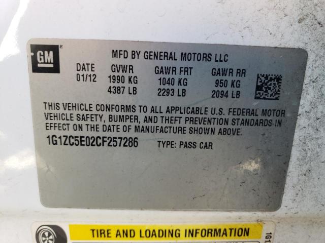 Photo 10 from auction – 2012 CHEVROLET MALIBU 1LT with VIN 1G1ZC5E02CF257286