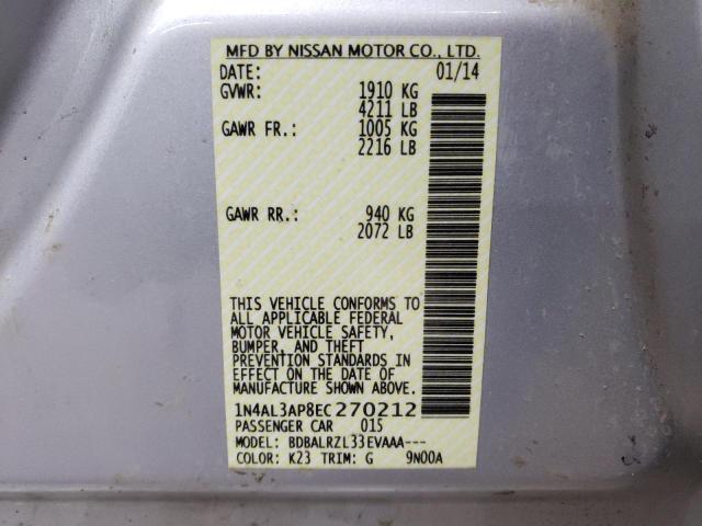 Photo 10 from auction – 2014 NISSAN ALTIMA 2.5 with VIN 1N4AL3AP8EC270212