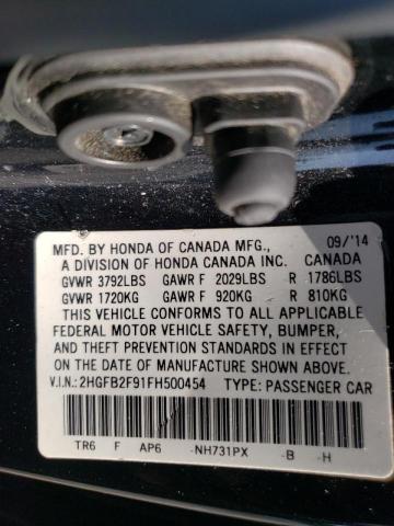 Photo 10 from auction – 2015 HONDA CIVIC EXL with VIN 2HGFB2F91FH500454