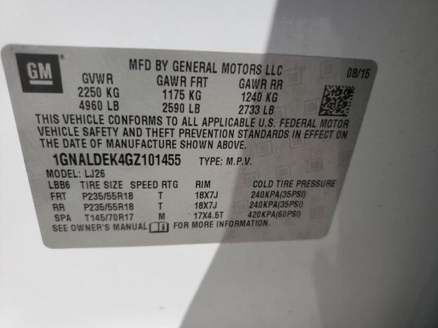 Photo 10 from auction – 2016 CHEVROLET EQUINOX LT with VIN 1GNALDEK4GZ101455