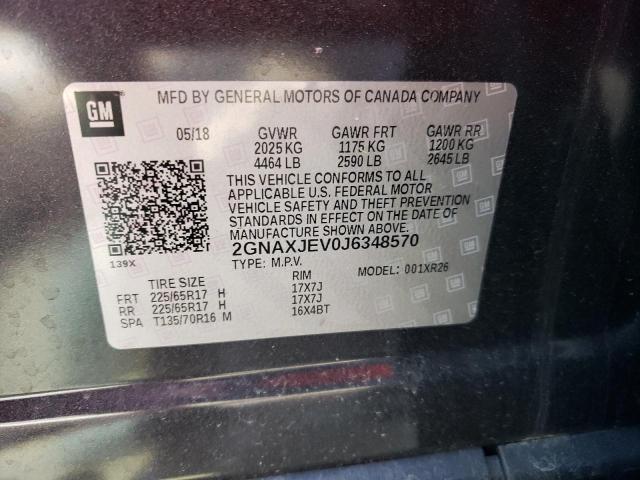 Photo 10 from auction – 2018 CHEVROLET EQUINOX LT with VIN 2GNAXJEV0J6348570