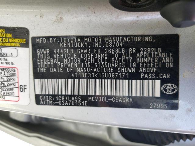 Photo 10 from auction – 2005 TOYOTA CAMRY LE with VIN 4T1BF30K15U087171