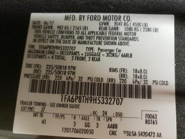 Photo 10 from auction – 2017 FORD MUSTANG with VIN 1FA6P8TH9H5332707