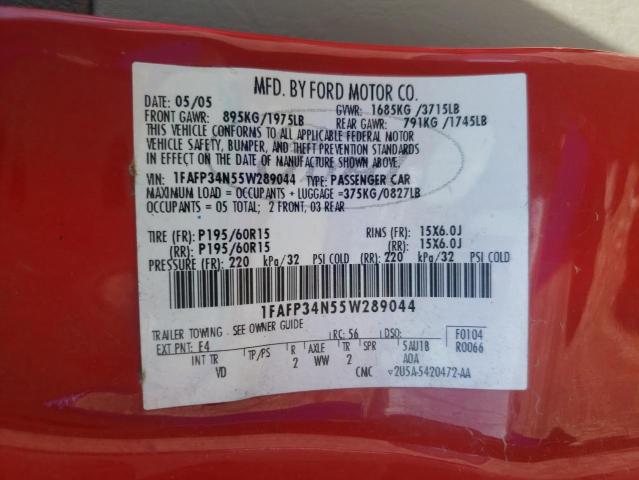 Photo 10 from auction – 2005 FORD FOCUS ZX4 with VIN 1FAFP34N55W289044