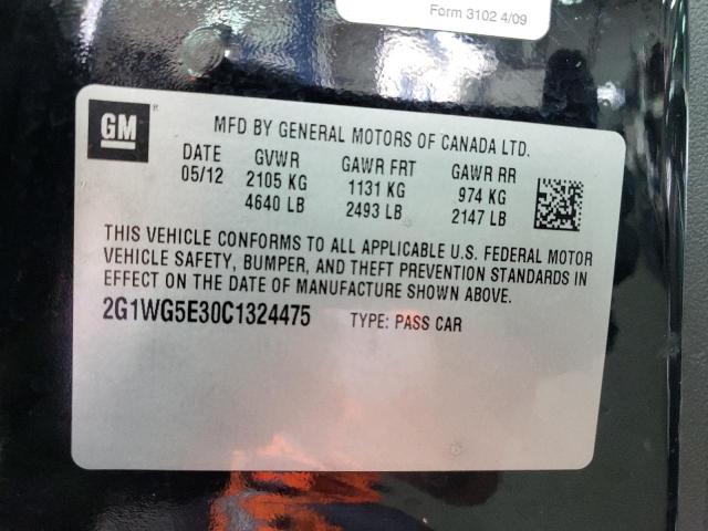 Photo 10 from auction – 2012 CHEVROLET IMPALA LT with VIN 2G1WG5E30C1324475