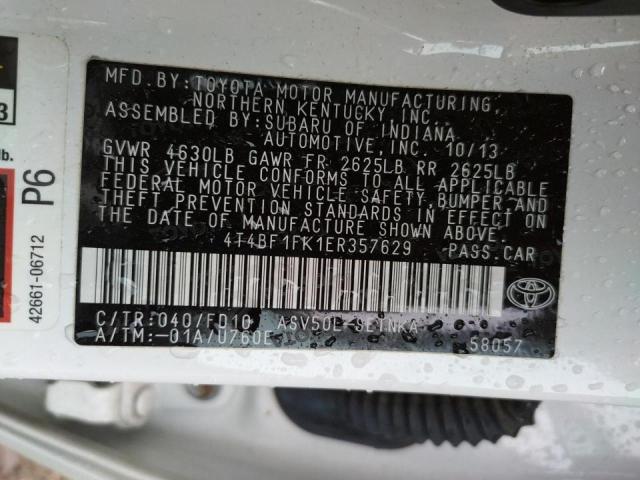 Photo 10 from auction – 2014 TOYOTA CAMRY L with VIN 4T4BF1FK1ER357629