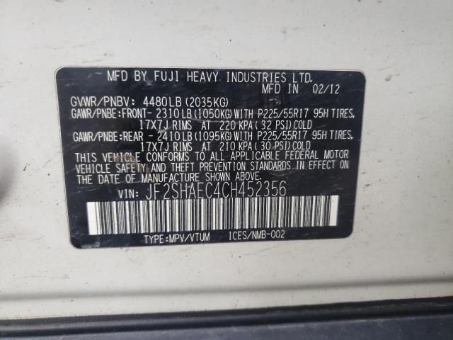 Photo 10 from auction – 2012 SUBARU FORESTER L with VIN JF2SHAEC4CH452356