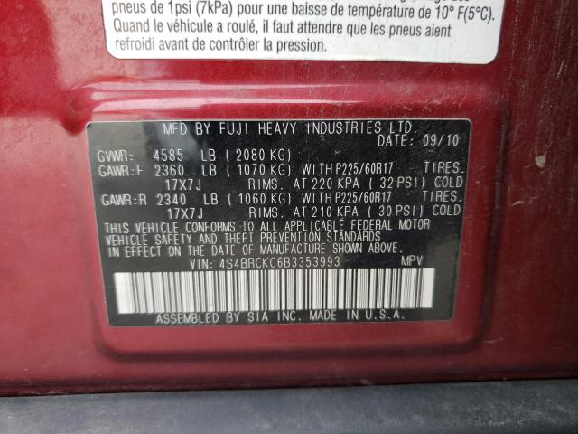 Photo 10 from auction – 2011 SUBARU OUTBACK with VIN 4S4BRCKC6B3353993