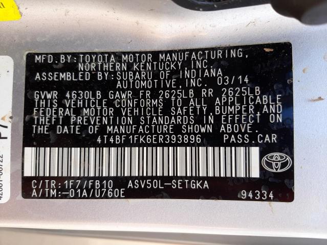 Photo 10 from auction – 2014 TOYOTA CAMRY L with VIN 4T4BF1FK6ER393896