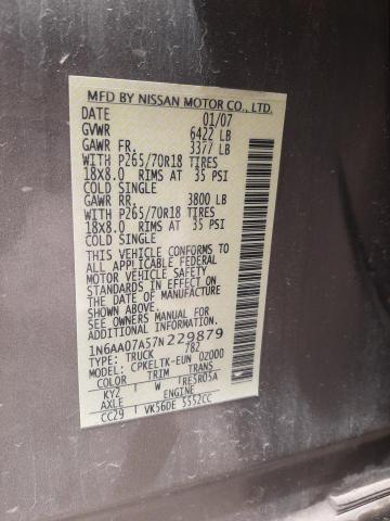 Photo 10 from auction – 2007 NISSAN TITAN XE with VIN 1N6AA07A57N229879
