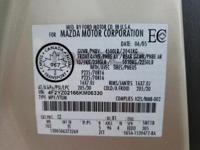 Photo 10 from auction – 2006 MAZDA TRIBUTE S with VIN 4F2YZ02166KM06330