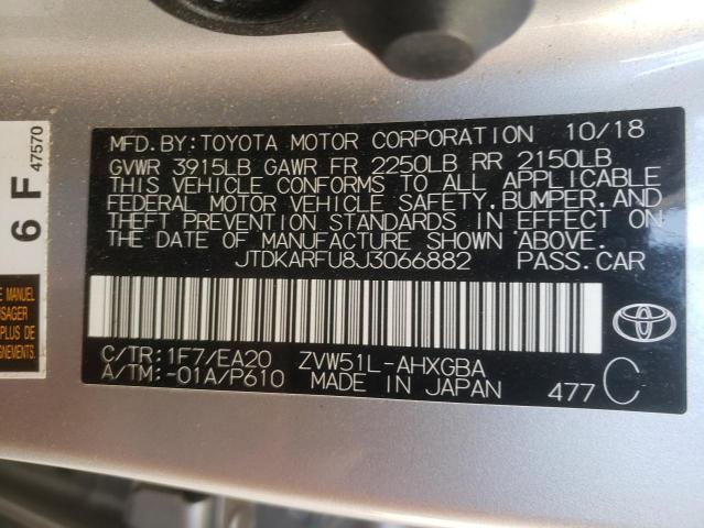 Photo 10 from auction – 2018 TOYOTA PRIUS with VIN JTDKARFU8J3066882