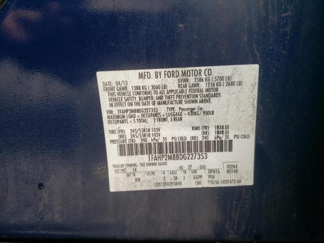 Photo 10 from auction – 2013 FORD TAURUS POL with VIN 1FAHP2M88DG227353