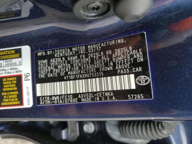 Photo 10 from auction – 2017 TOYOTA CAMRY LE with VIN 4T1BF1FKXHU753315