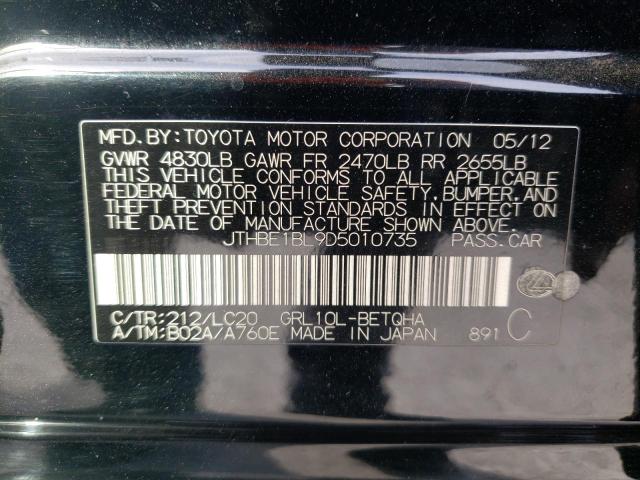 Photo 10 from auction – 2013 LEXUS GS 350 with VIN JTHBE1BL9D5010735