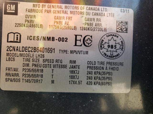 Foto 10 de la subasta – 2011 CHEVROLET EQUINOX LT con VIN 2CNALDEC2B6401691