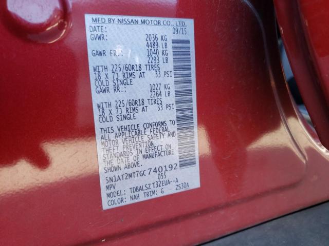 Photo 10 from auction – 2016 NISSAN ROGUE S with VIN 5N1AT2MT7GC740192