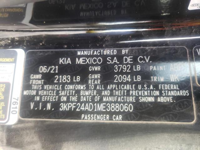 Photo 10 from auction – 2021 KIA FORTE FE with VIN 3KPF24AD1ME388060