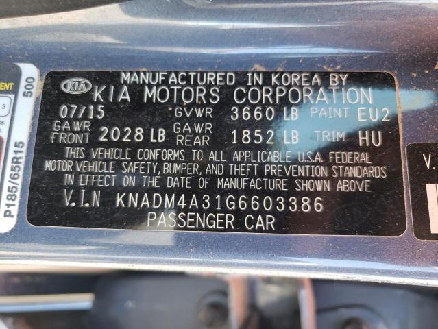 Photo 10 from auction – 2016 KIA RIO LX with VIN KNADM4A31G6603386
