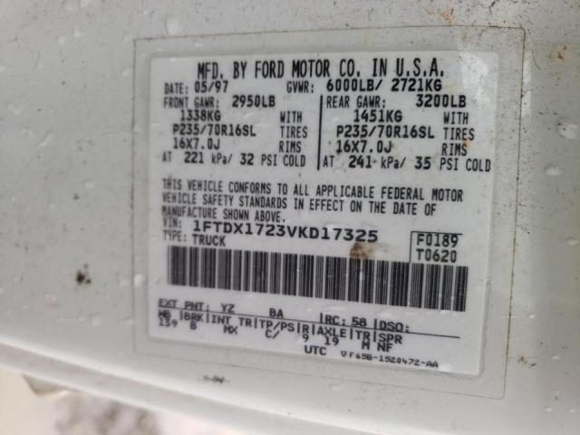 Photo 10 from auction – 1997 FORD F150 with VIN 1FTDX1723VKD17325