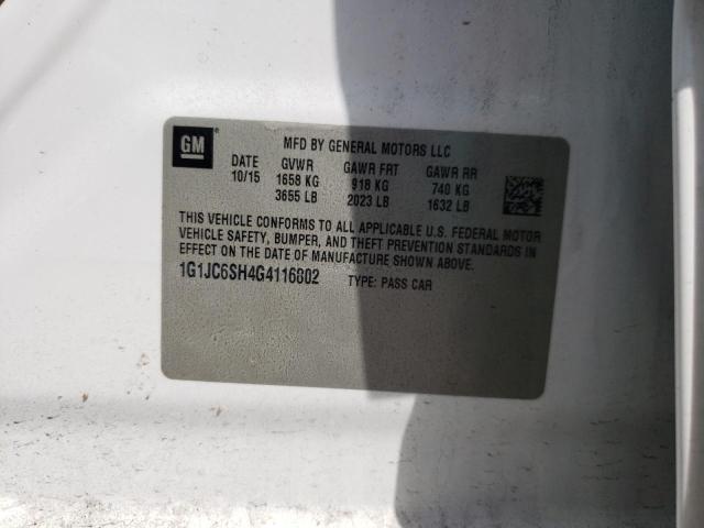 Photo 10 from auction – 2016 CHEVROLET SONIC LT with VIN 1G1JC6SH4G4116802