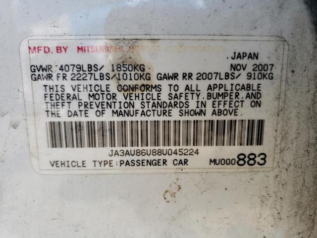 Photo 10 from auction – 2008 MITSUBISHI LANCER GTS with VIN JA3AU86U88U045224