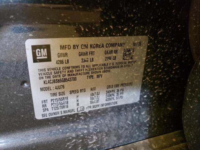 Photo 10 from auction – 2016 BUICK ENCORE CON with VIN KL4CJBSB5GB543700