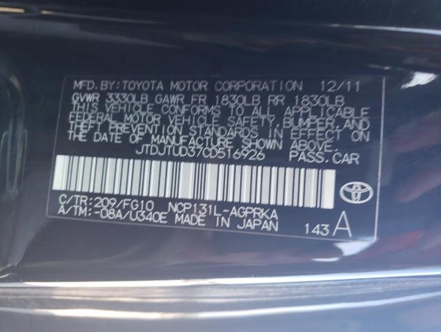 Photo 10 from auction – 2012 TOYOTA YARIS with VIN JTDJTUD37CD516926