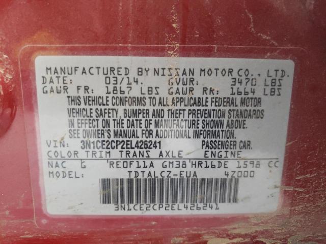 Photo 10 from auction – 2014 NISSAN VERSA NOTE with VIN 3N1CE2CP2EL426241