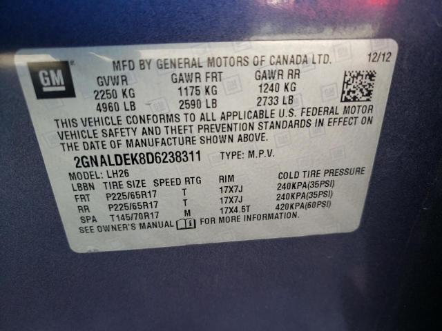 Photo 10 from auction – 2013 CHEVROLET EQUINOX LT with VIN 2GNALDEK8D6238311