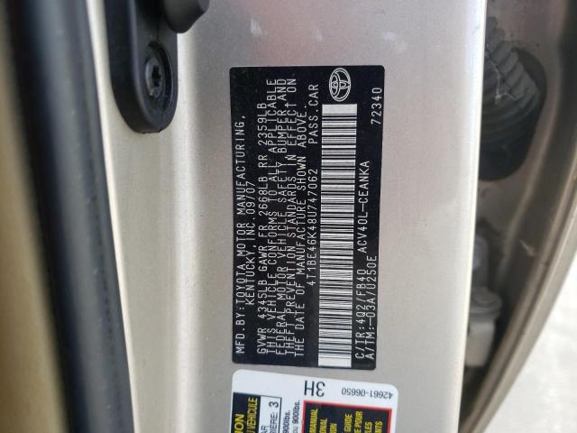 Photo 10 from auction – 2008 TOYOTA CAMRY CE with VIN 4T1BE46K48U747062
