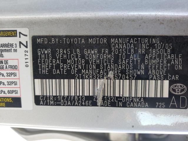 Photo 10 from auction – 2006 TOYOTA COROLLA MA with VIN 2T1KR32E06C570457