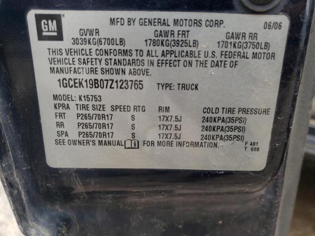 Photo 10 from auction – 2007 CHEVROLET SILVERADO with VIN 1GCEK19B07Z123765
