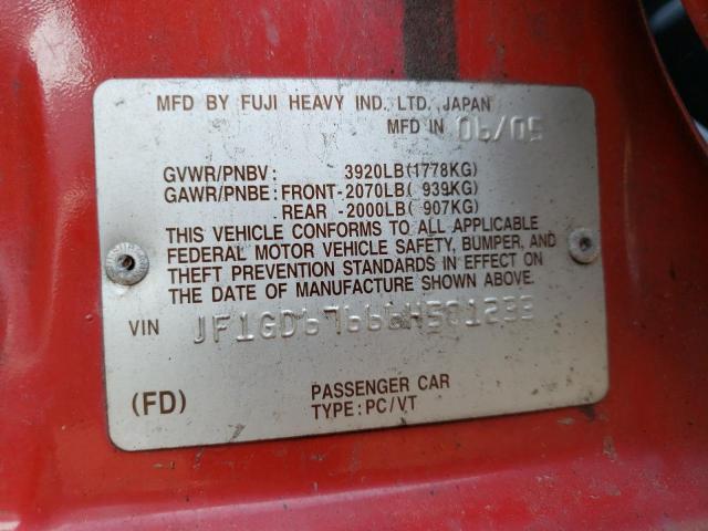 Photo 10 from auction – 2006 SUBARU IMPREZA 2. with VIN JF1GD67666H501233