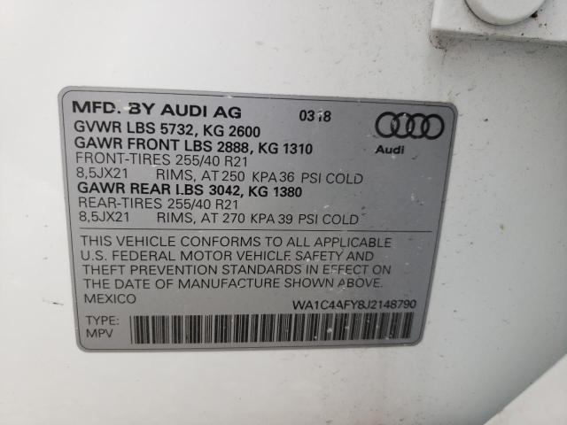 Photo 10 from auction – 2018 AUDI SQ5 PRESTI with VIN WA1C4AFY8J2148790