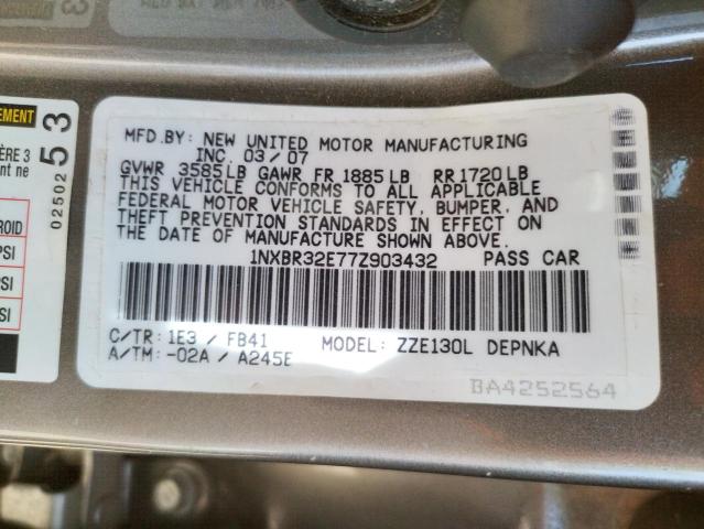 Photo 10 from auction – 2007 TOYOTA COROLLA CE with VIN 1NXBR32E77Z903432