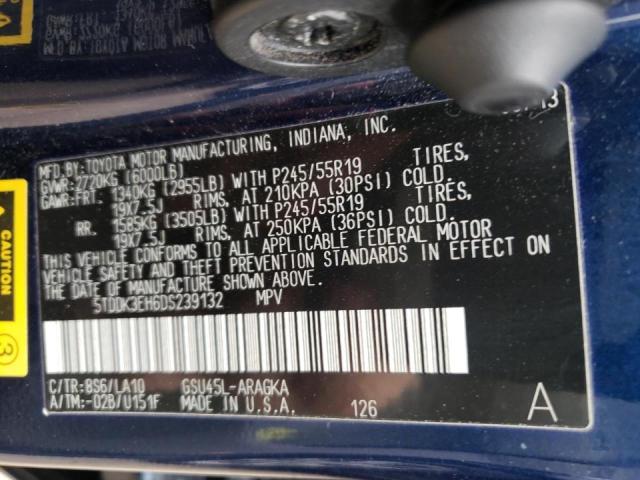 Photo 10 from auction – 2013 TOYOTA HIGHLANDER with VIN 5TDDK3EH6DS239132