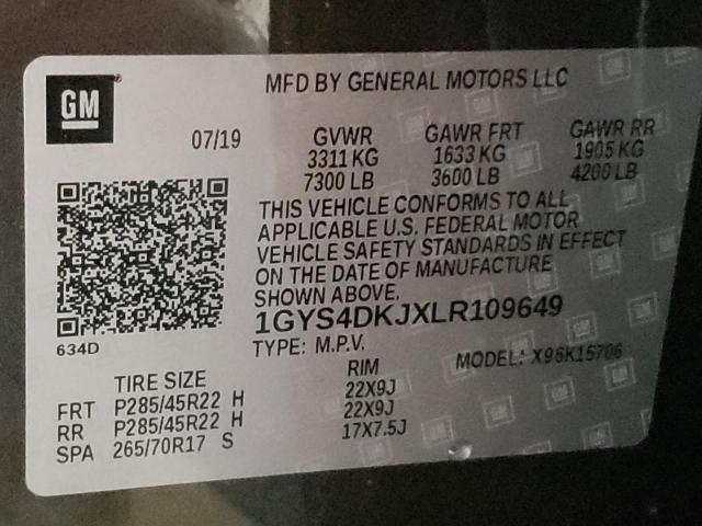 Photo 10 from auction – 2020 CADILLAC ESCALADE P with VIN 1GYS4DKJXLR109649