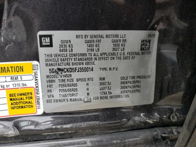Photo 10 from auction – 2015 BUICK ENCLAVE with VIN 5GAKVCKD5FJ350014