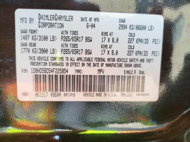 Photo 10 from auction – 2004 DODGE DURANGO LI with VIN 1D8HD58D54F225854