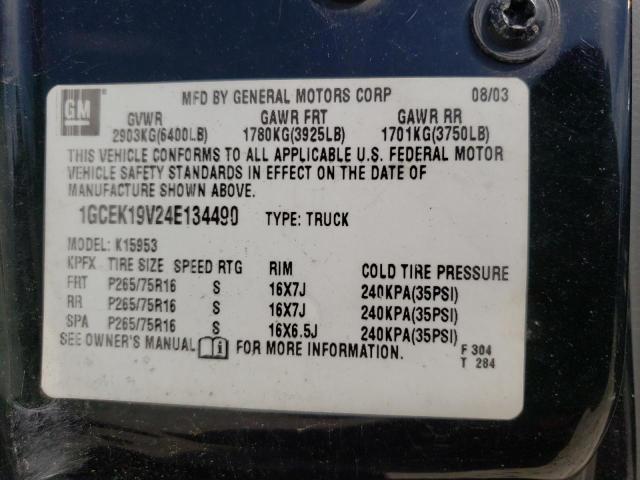Photo 10 from auction – 2004 CHEVROLET SILVERADO with VIN 1GCEK19V24E134490