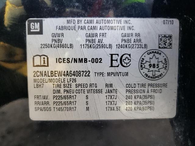Photo 10 from auction – 2010 CHEVROLET EQUINOX LS with VIN 2CNALBEW4A6408722