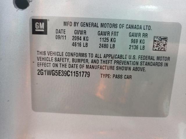 Photo 10 from auction – 2012 CHEVROLET IMPALA LT with VIN 2G1WG5E39C1151779