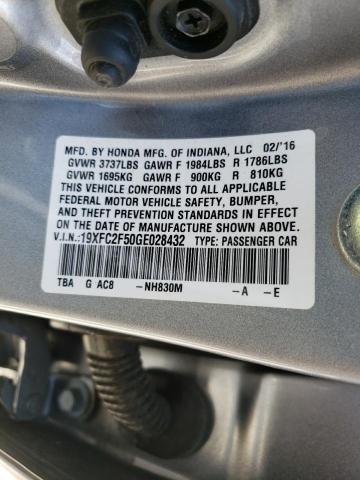 Photo 10 from auction – 2016 HONDA CIVIC LX with VIN 19XFC2F50GE028432